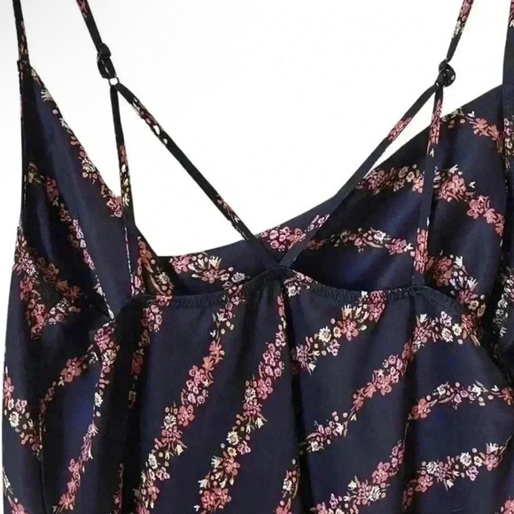 Free People Floral Black Satin Spaghetti Strap Mini Slip
Dress Y2K - Picture 4 of 9